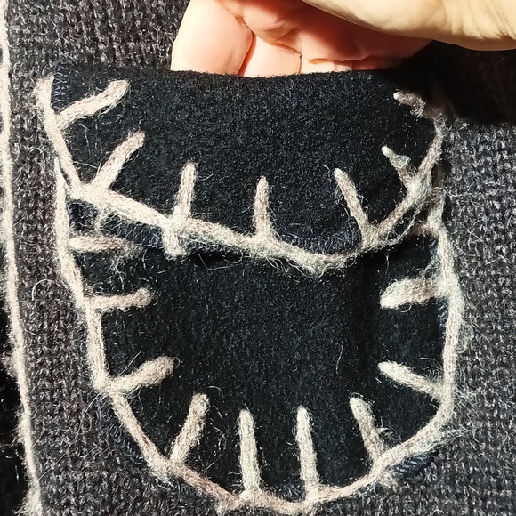 Rare Cupio duster cardigan wool blend Y2K large buttons ruffles mixed media M - Picture 4 of 10